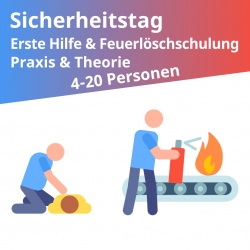 Sicherheitstag, Erste Hilfe, Erst Helfer Kurs und Feuerlöschschulung für 1 Gruppe