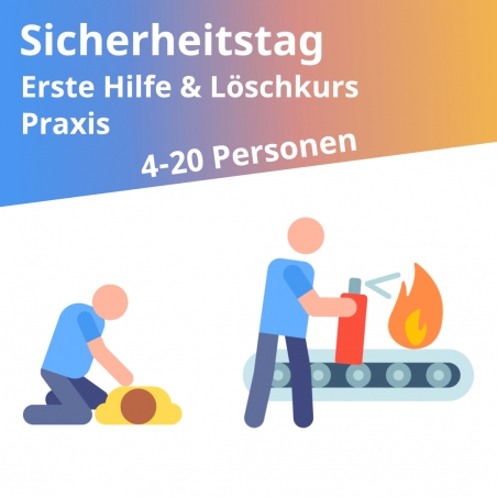 Sicherheitstag: Erste Hilfe Kurs und Löschkurs am gleichen Tag für 20 Personen
